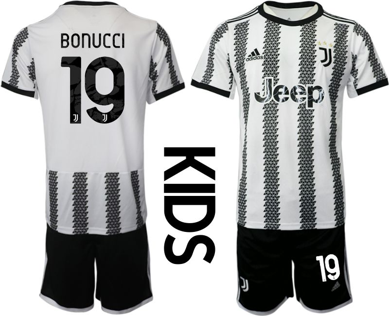 Youth 2022-2023 Club Juventus FC home white #19 Soccer Jersey->youth soccer jersey->Youth Jersey